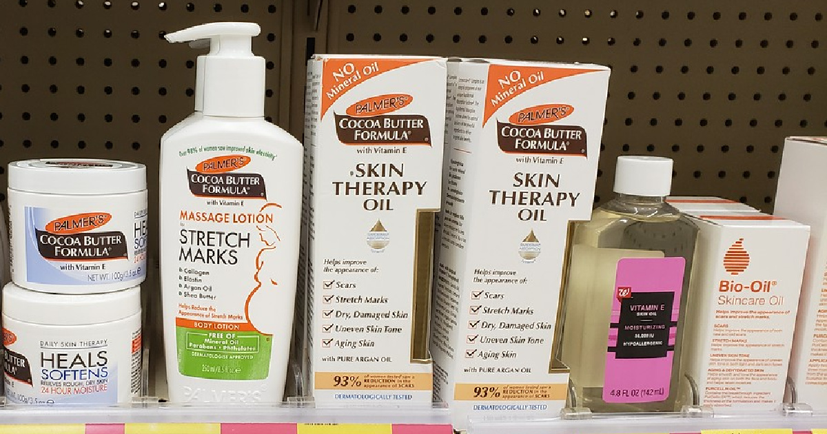 packages of skin care on a store shelf