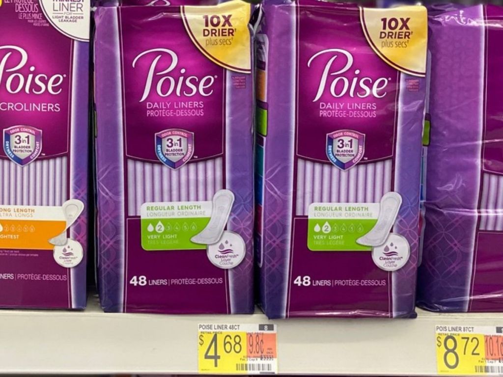 Poise Liners at Walmart