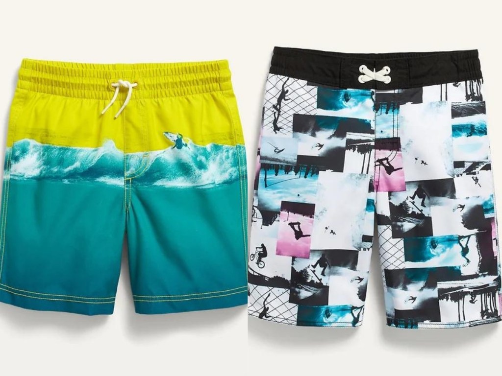boys printed swim trunks and board shorts from old navy