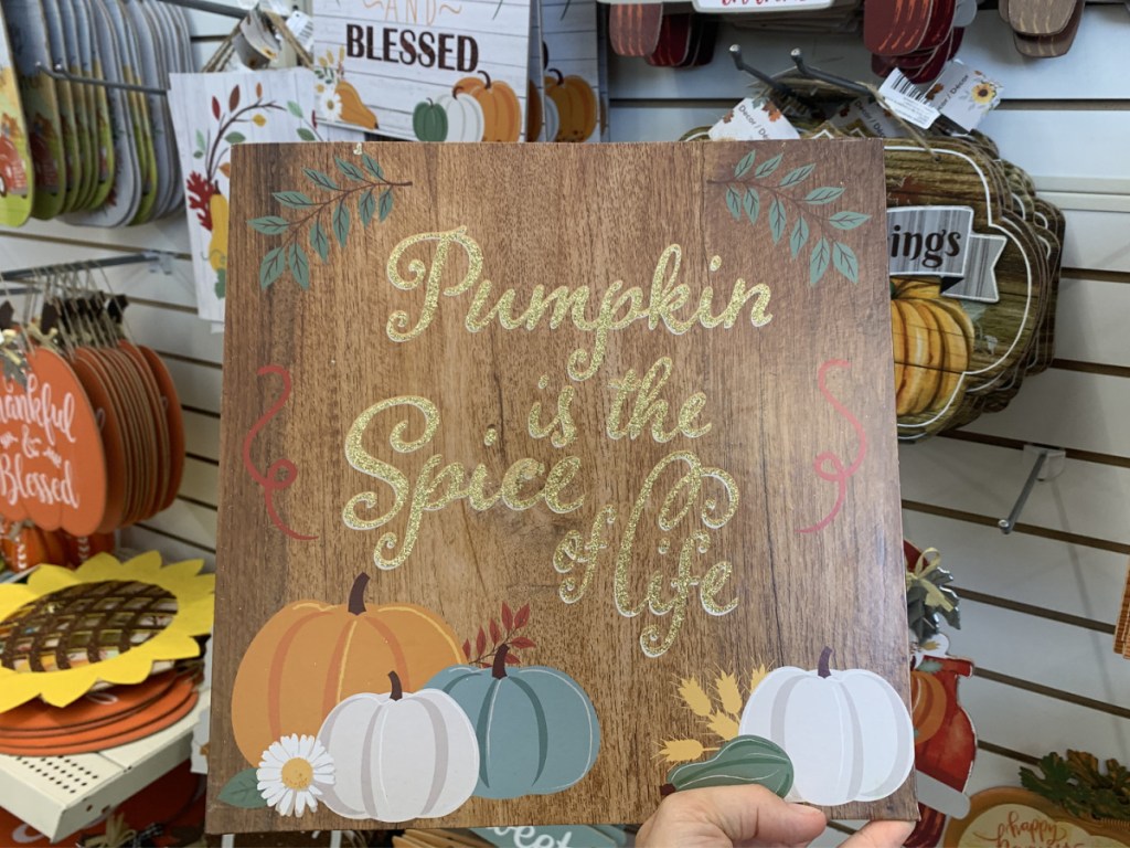 fall decor sign about pumpkin spice