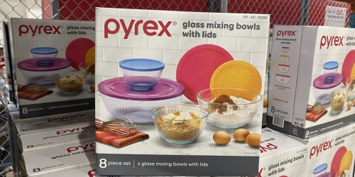 Pyrex Glass Mixing Bowls w/ Lids 8-Piece Set Just $12.99 on Costco.com | Microwave, Freezer & Dishwasher Safe
