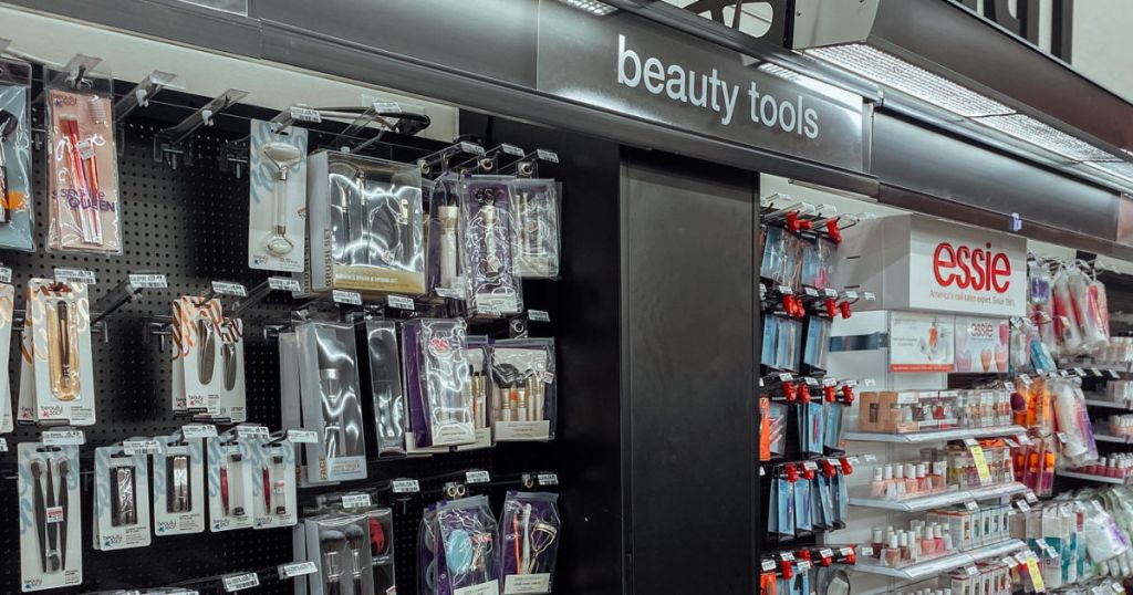 beauty tools on shelf 
