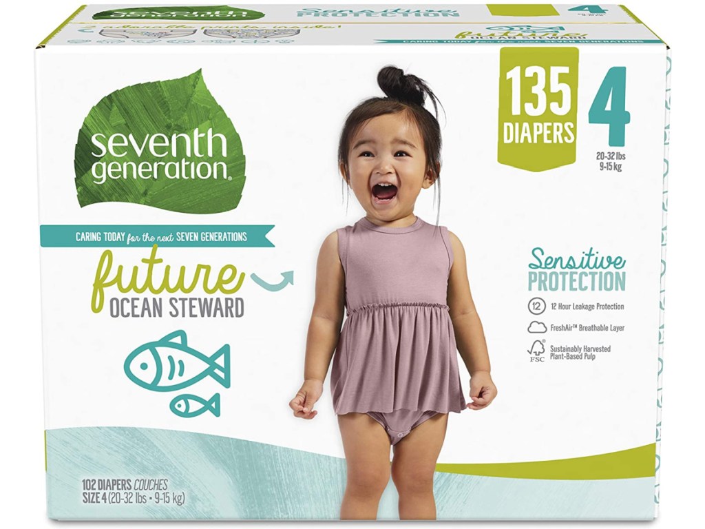 Seventh Generation Size 4 Diapers 135-Count for Sensitive Skin