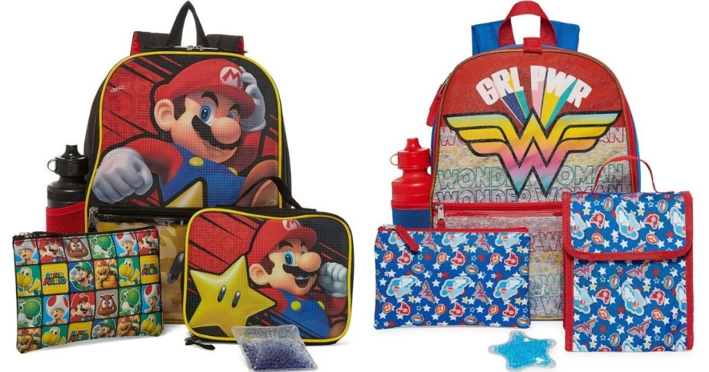 Super Mario and Wonder Woman Backpacks