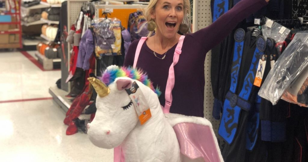 woman wearing a unicorn costume