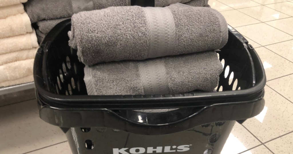 kohl's basket with grey the big one towels