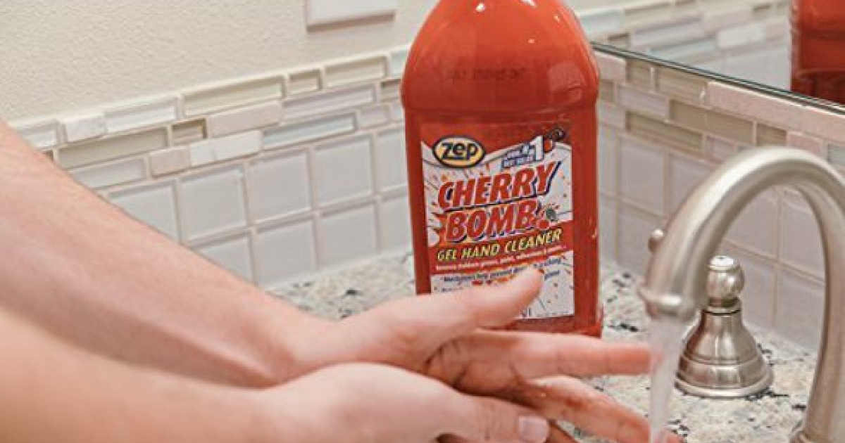 Zep Cherry Bomb Hand Cleaner 48oz Bottle Only $8 on  (Removes  Stubborn Grease, Paint, Adhesives & More)