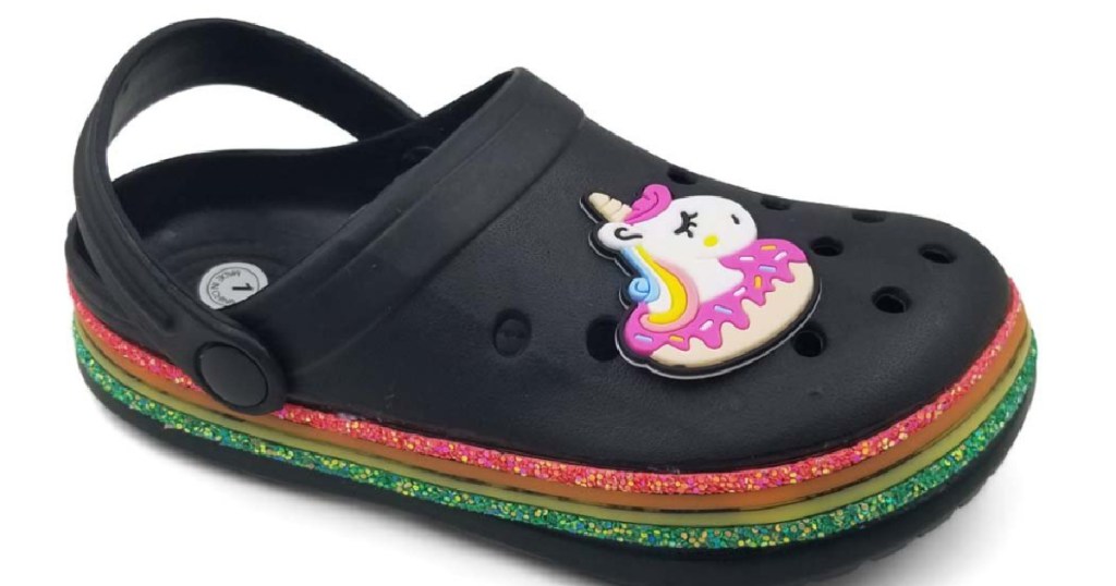 girls navy blue unicorn sandals