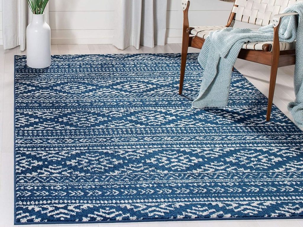 blue and gray area rug