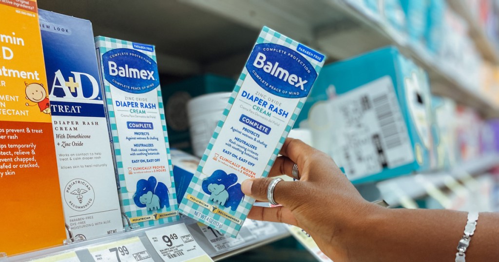 balmex diaper rash cream on shelf