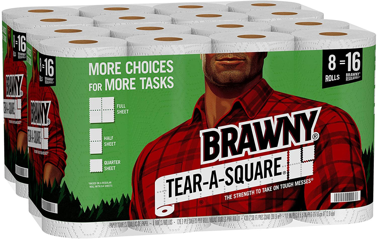 stock image of a large pack of brawny paper towels