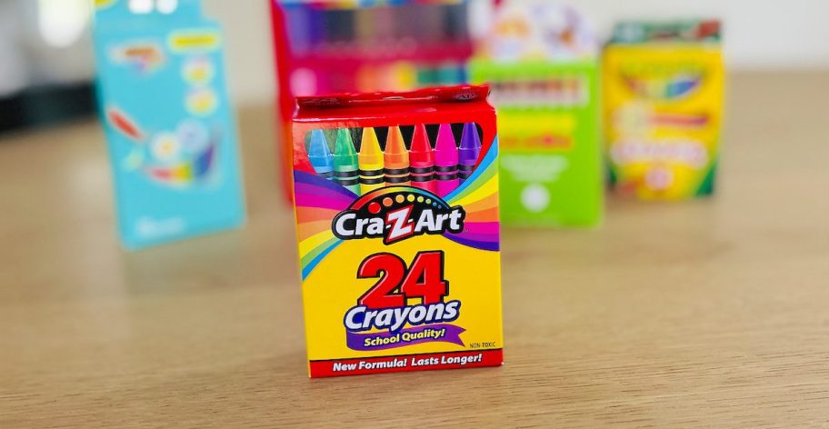 box of cra-z-art crayons on table