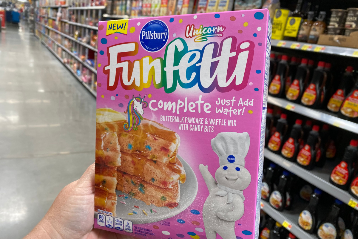 box of Funfetti pancake and waffle mix