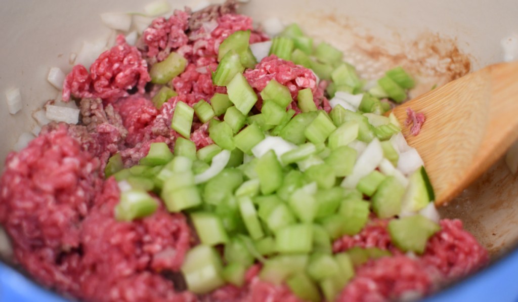 Ground beef with celery