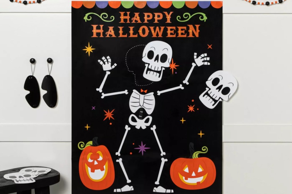 Pin the skeleton Target Halloween game