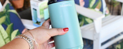 holding up a thermacell mosquito repellent device