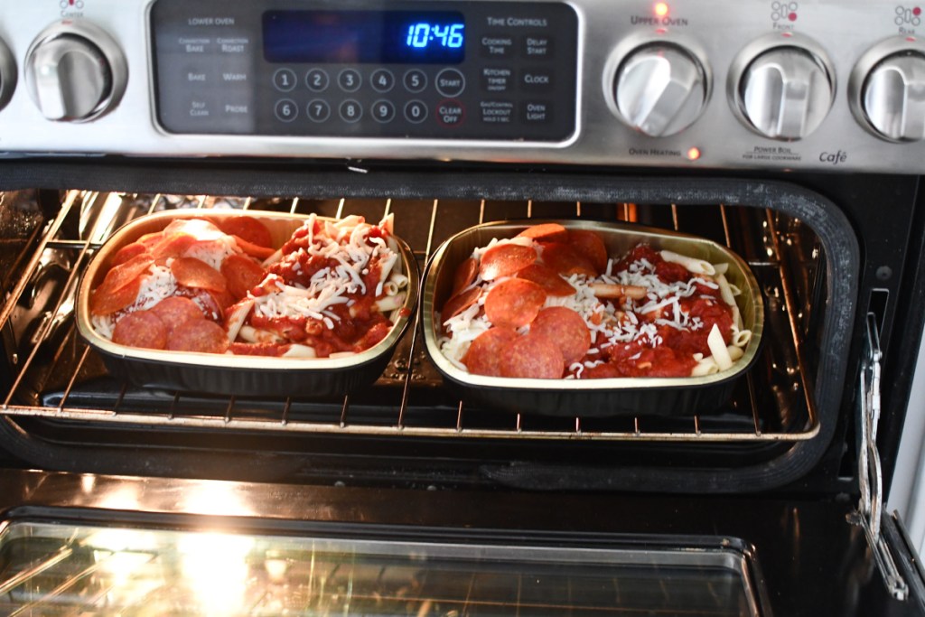 home chef oven-ready meal in oven