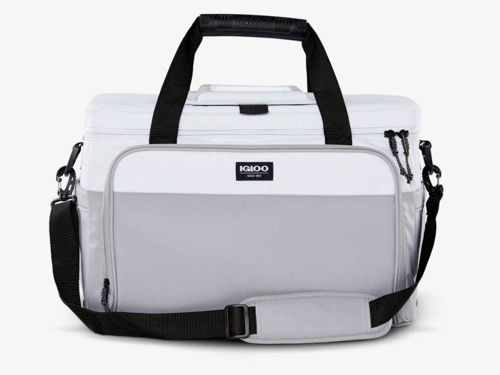 white and gray Igloo cooler tote