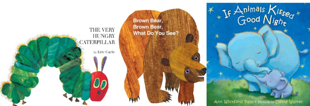 kids board book caterpillar, bear and elephant