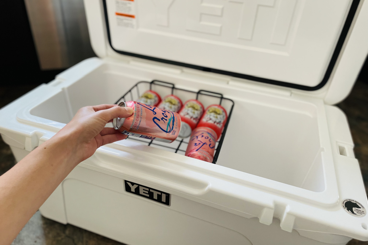 Pulling La Croix out of a YETI cooler