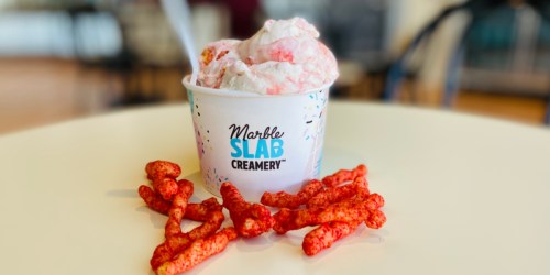 Marble Slab’s New Flamin’ Hot Cheetos Ice Cream & Shakes are Here!!