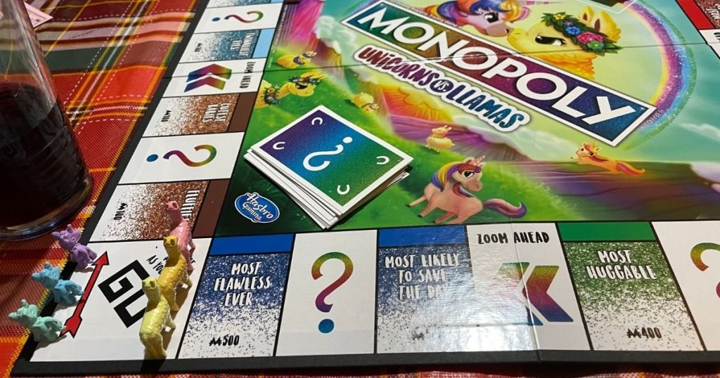 Monopoly unicorn llamas board game