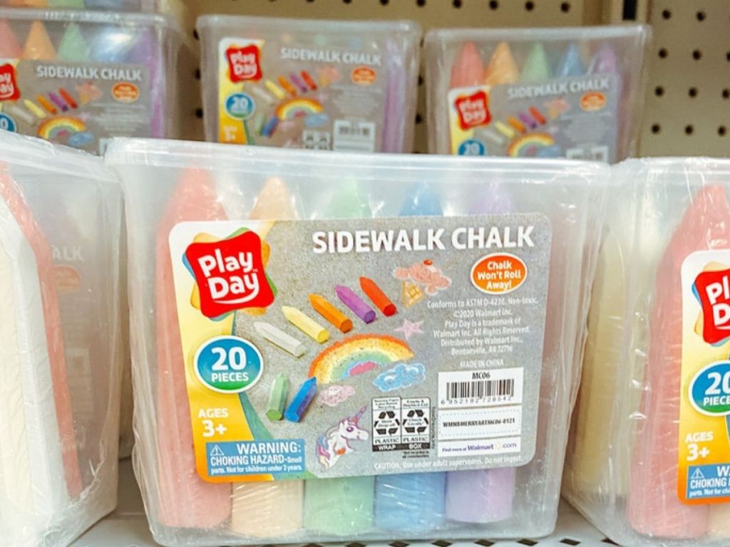 play day sidewalk chalk 20-count on store shelf