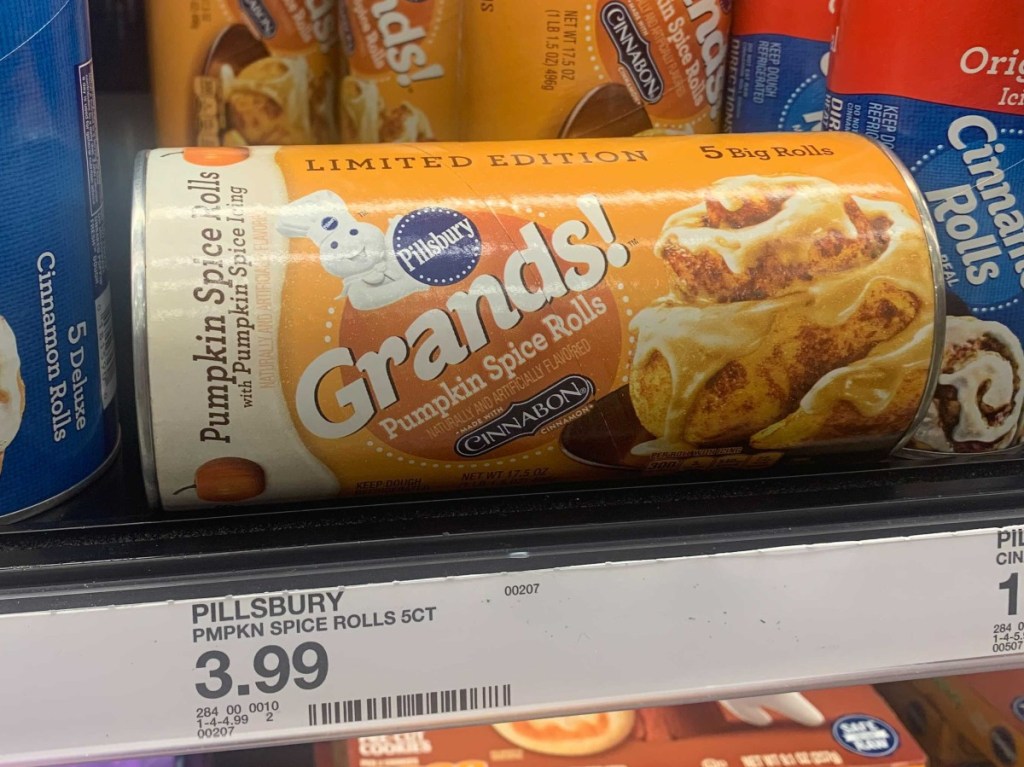 pumpkin spice rolls on shelf at Target