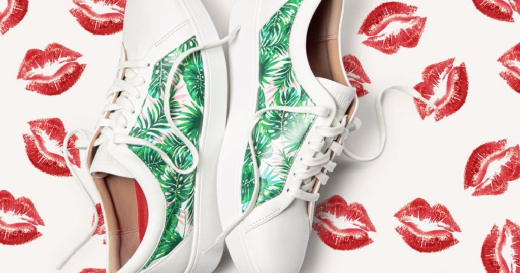 pair of sneakers with jungle theme