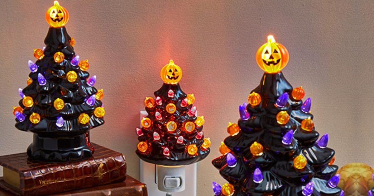 Pre-Lit Retro Ceramic Trees from $9.99 | Pumpkins, Candy Corn ...