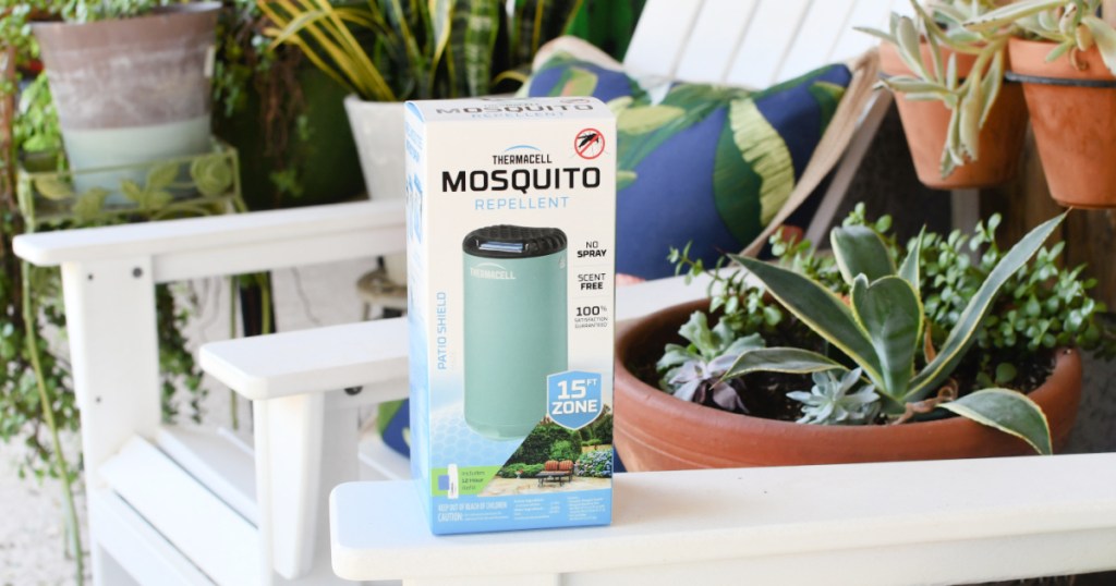 thermacell mosquito repellent on the patio
