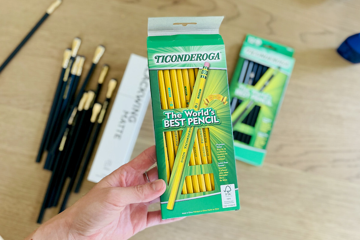hand holding pack of the worlds best pencils