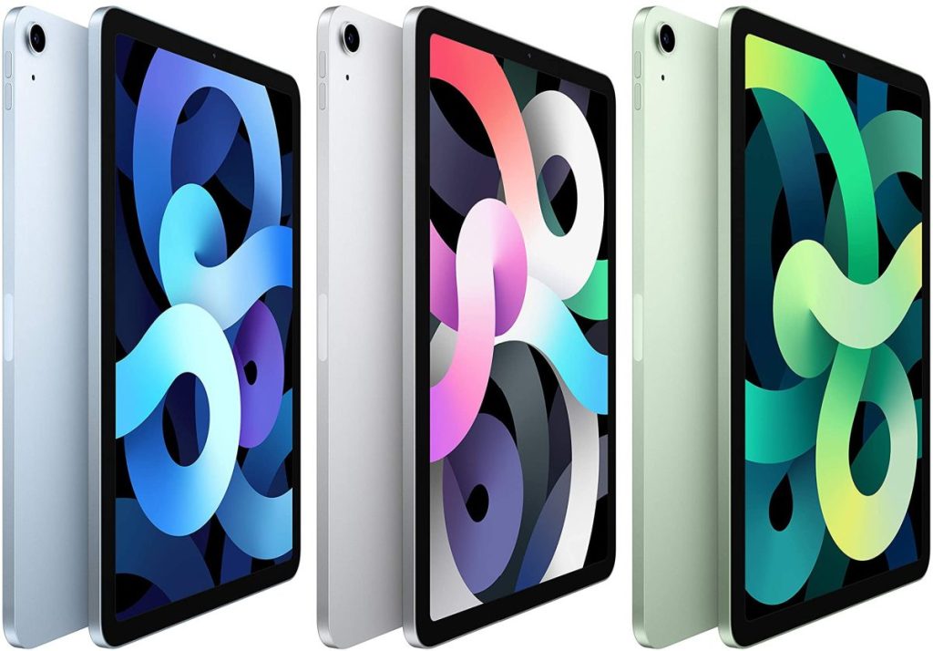 three tablets in different colors