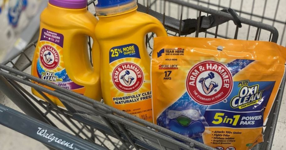 Arm &amp; Hammer Laundry in a Walgreens cart