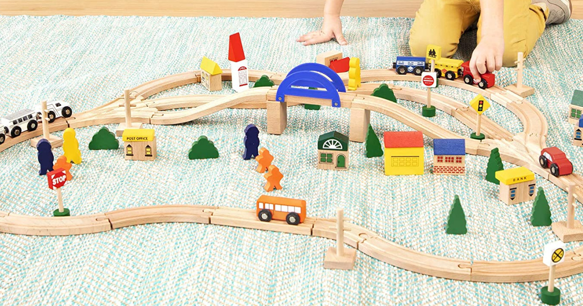 battat deluxe wooden train set