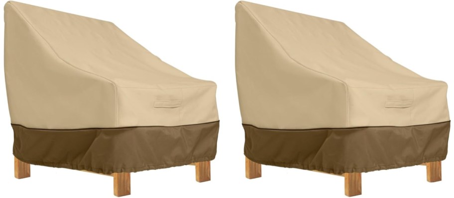 tan and brown patio chair covers