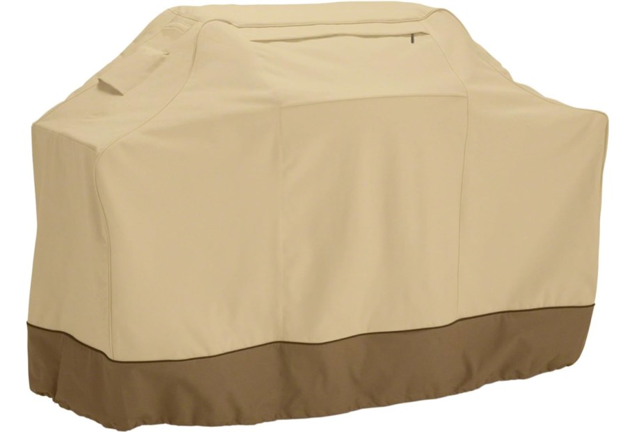 tan and brown grill cover