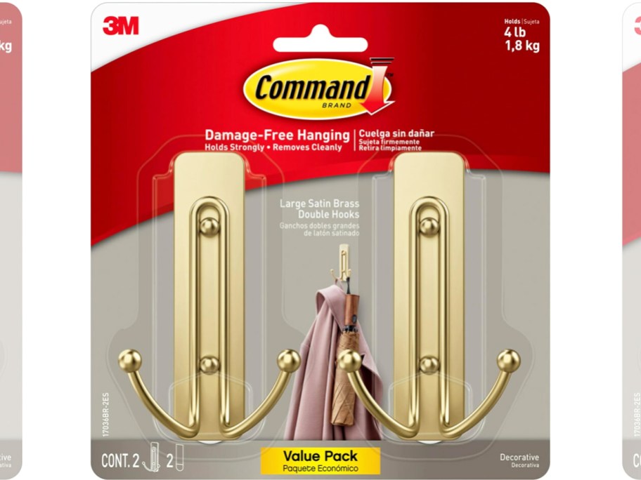 2-pack of gold double-wall hooks