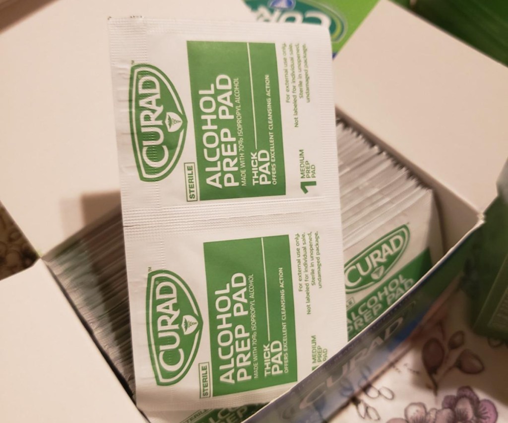 box of alcohol prep pads