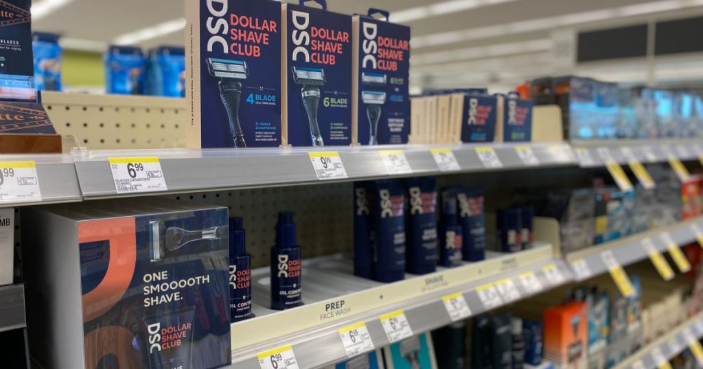 shave products on shelf 