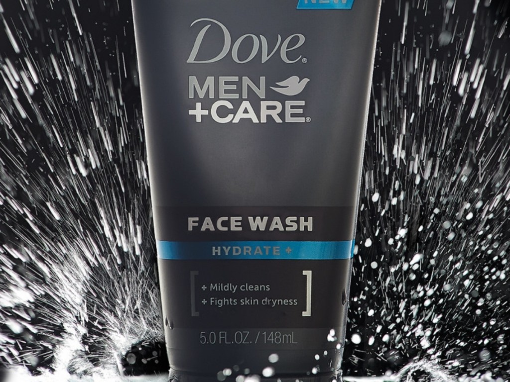 dove men care face wash with splashing water