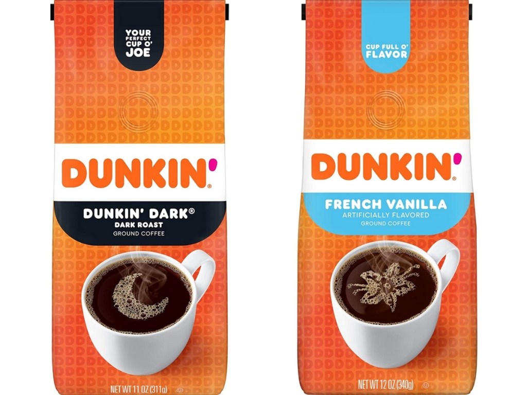 dunkin midnight roast and french vanilla flavored coffee bags