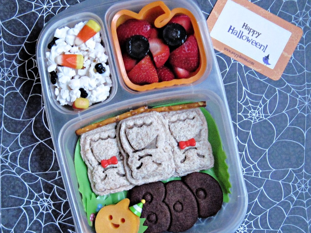 EasyLunchboxes Reusable 3-Compartment Bento Lunch Box Food Container with Happy Halloween