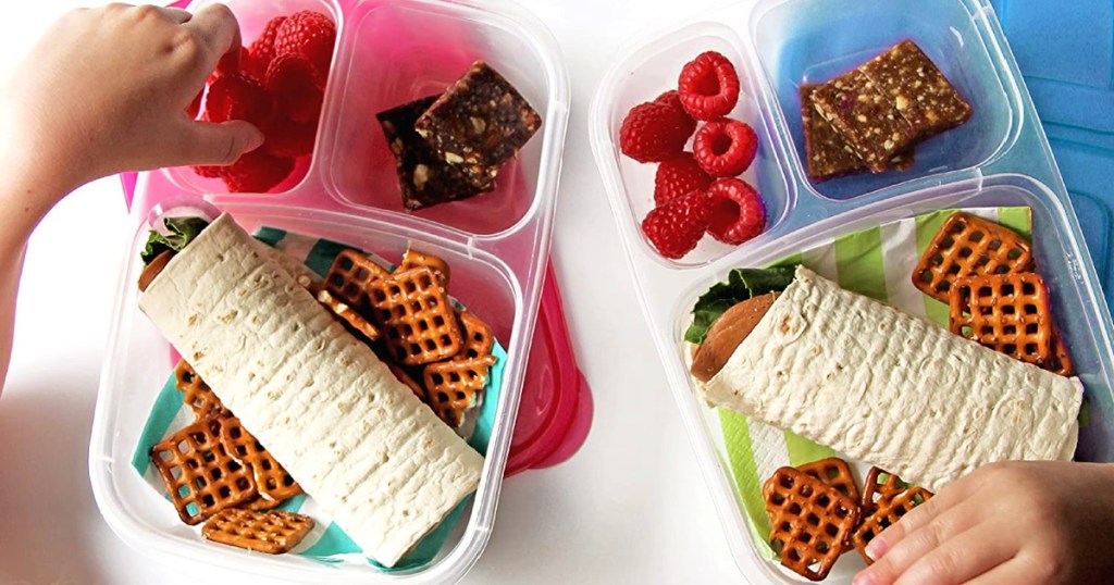 EasyLunchboxes Reusable 3-Compartment Bento Lunch Box Food Containers
