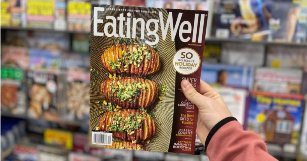 hand holding Eating Well magazine