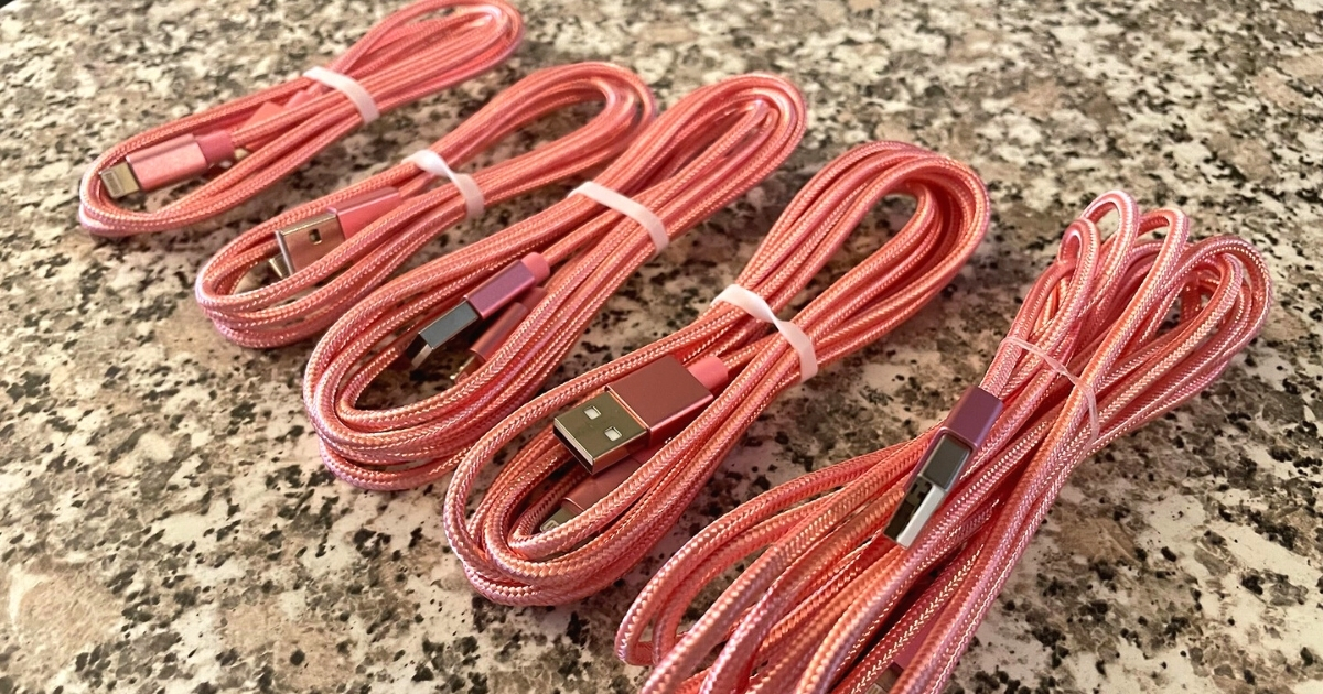 Edison Apple Certified Lightning Cables 5-Pack in Pink