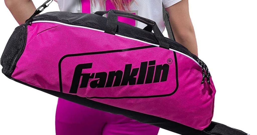 girl wearing Franklin baseball bag