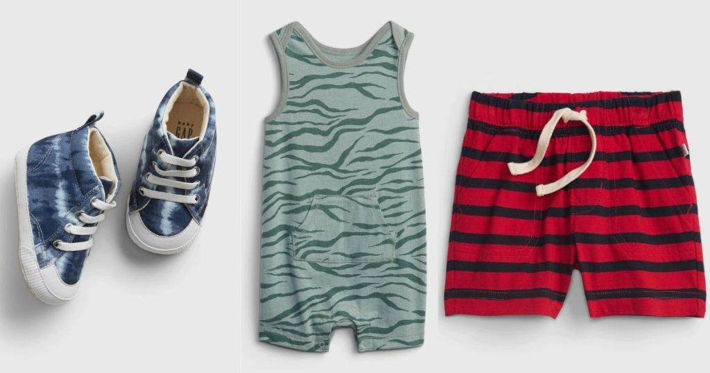 GAP sneakers, romper and shorts