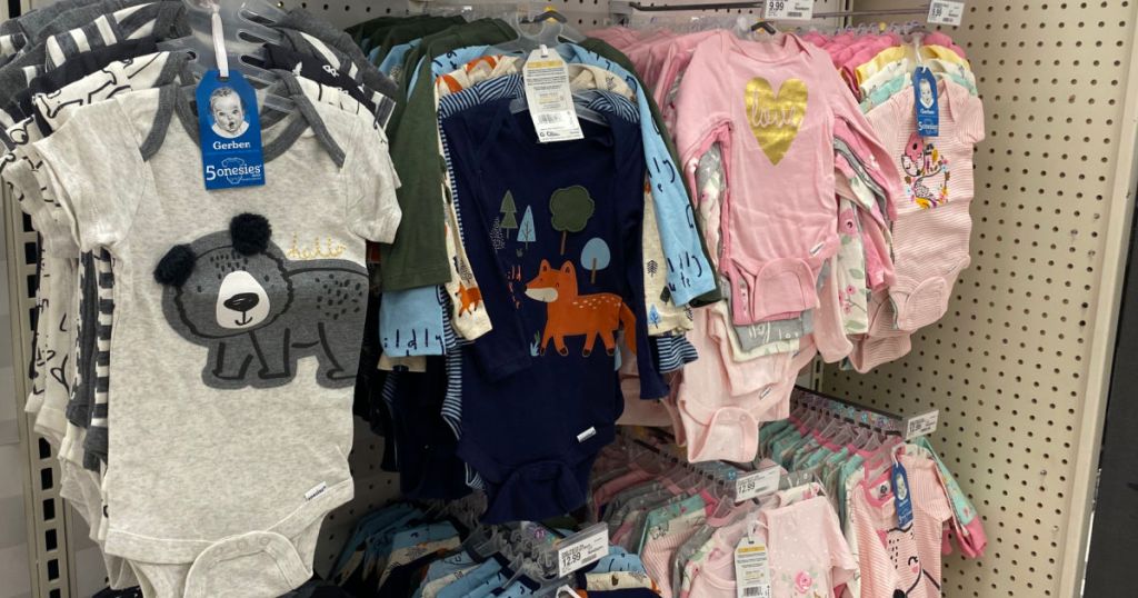 baby clothing on rack 
