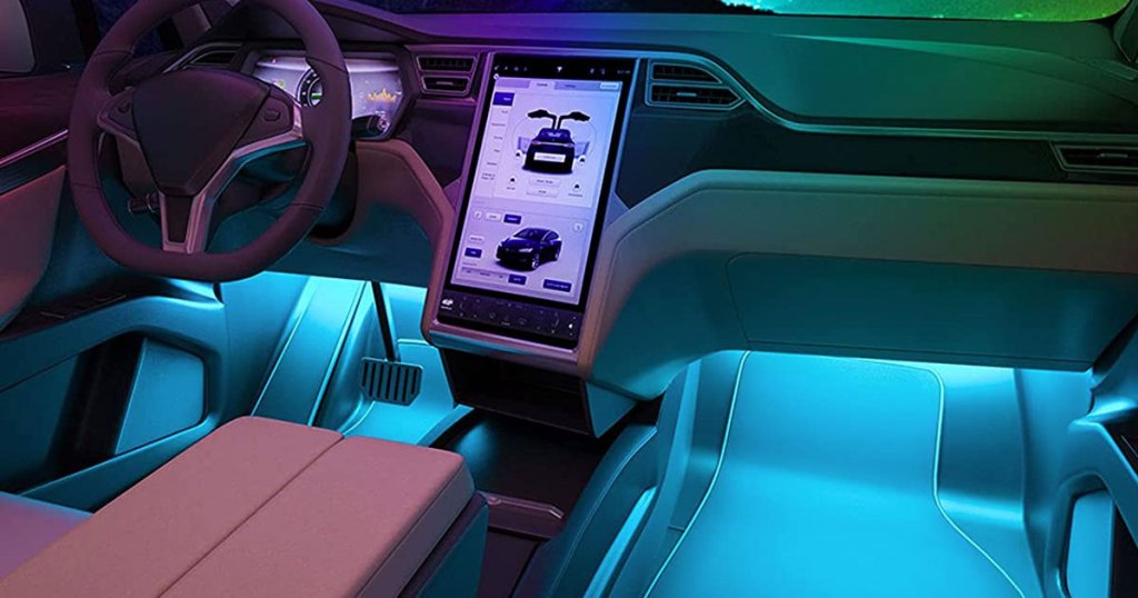 blue lights in car interior